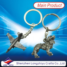 Porte-clés plaqué argent Antique 3D Lion Airplane Fashion Keychain (LZY800020)